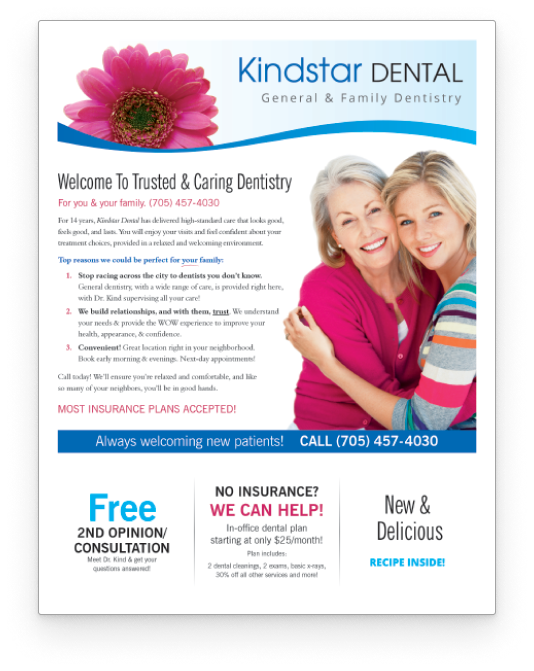 Sample neighborhood newsletter by Patient NEWS designed to increase dental patients